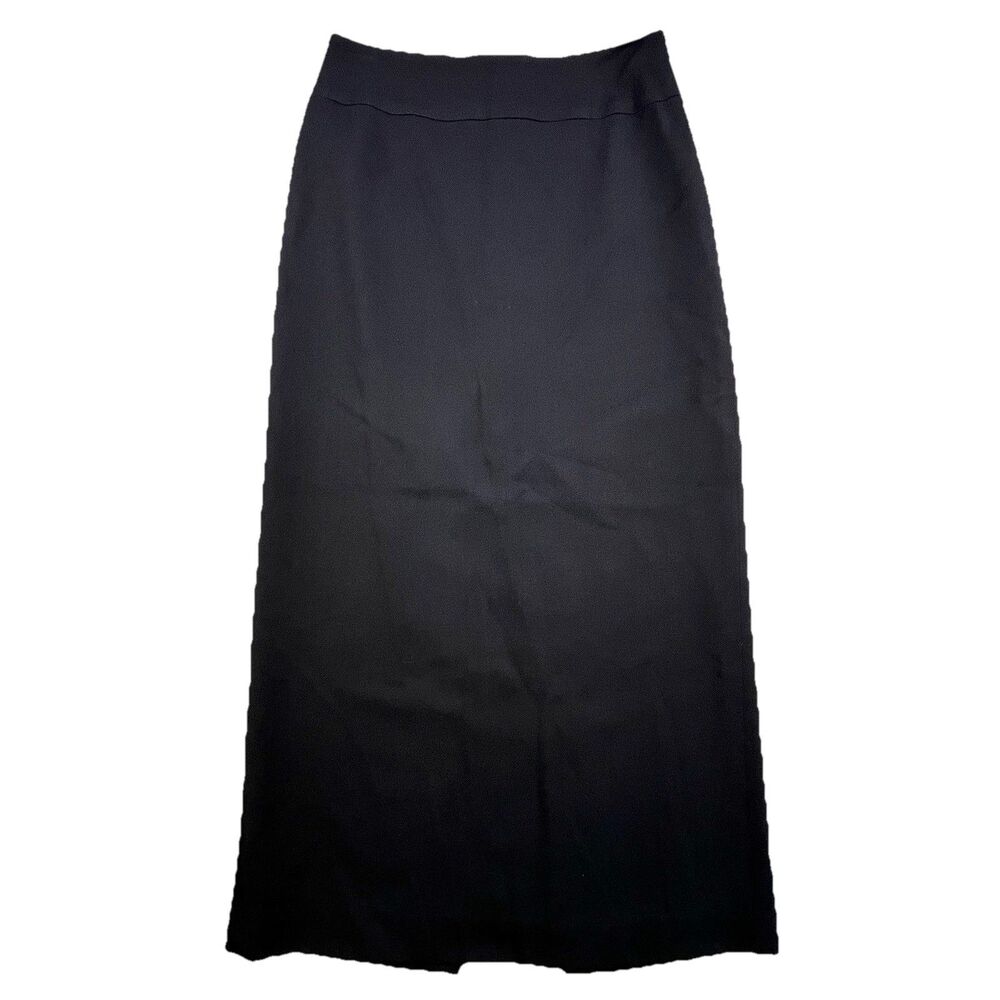 Jenne Maac Wool Pencil Skirt Size Small Black 35” Length Back Zip